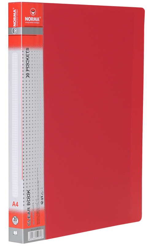 Папка з файлами NORMA (5026-01N), PP, А4, червона, 600/25 мкм, 20 файлів